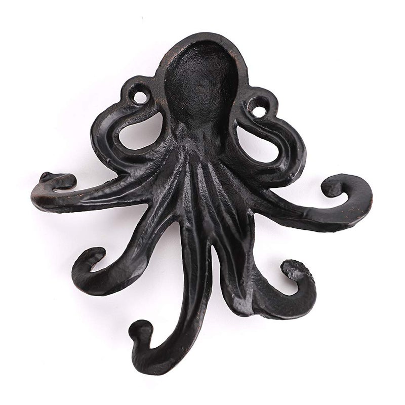 Sumnacon 6 Inch Cast Iron Octopus Decorative Coat Hook - Wall Mounted Nautical Hand Towel Rack Holder with Screws, Rustic Metal Clothing Hanger for Bedroom/Bathroom/Kitchen/Balcony, Red Bronze - Image 5
